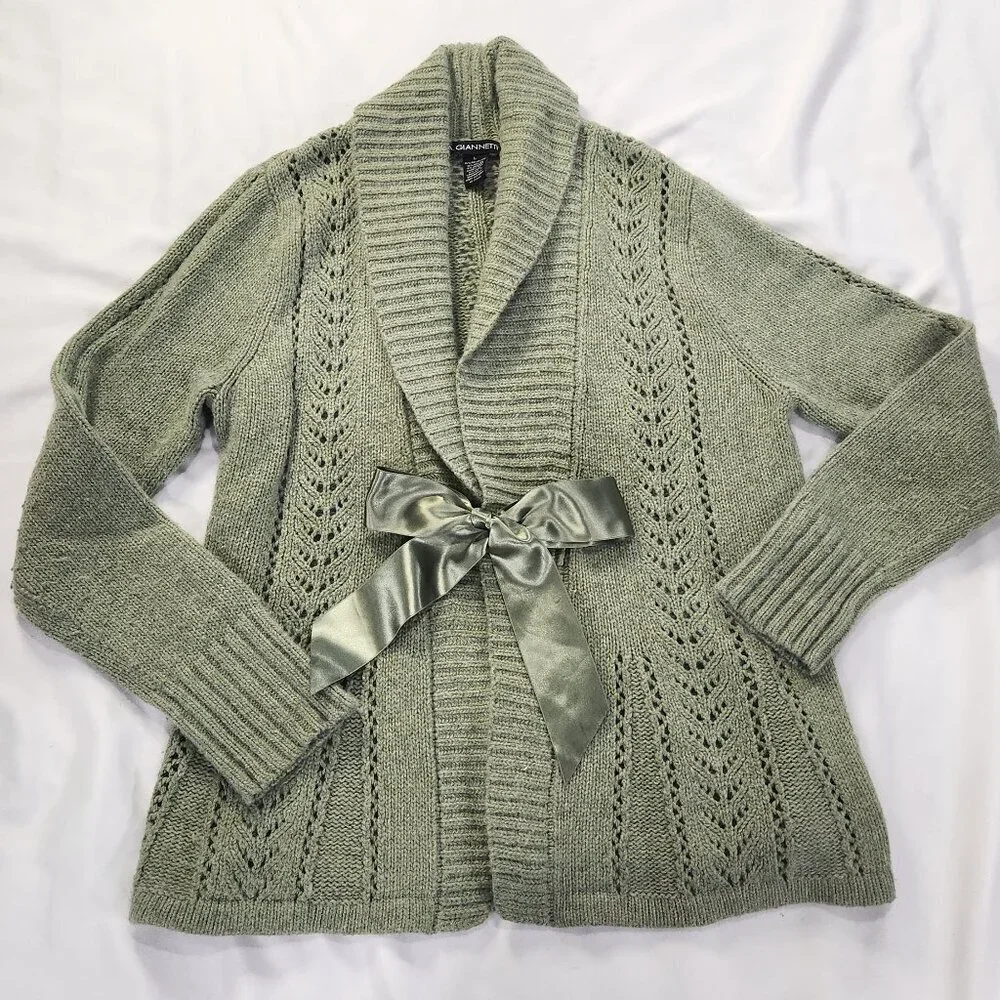 A. Gianetti angora blend open knit cardigan size Large. Lot E - Picture 1 of 7